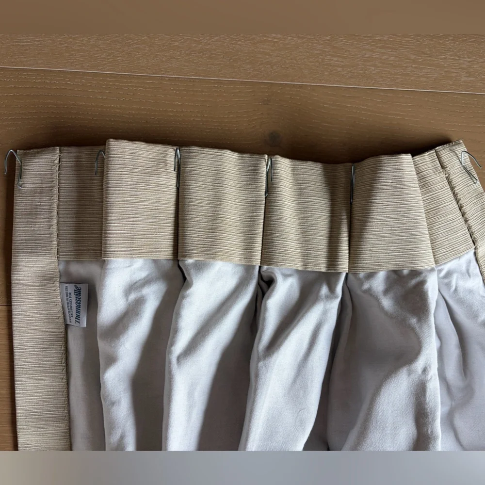 Thomasville Two-Tone Upholstery Fabric Drapes, 98”x18.5”, SET OF 2, LIKE NEW